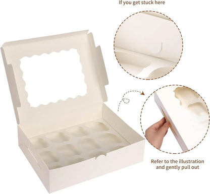20-Pack Cupcake Boxes, 12 Count Bakery Boxes with Windows & Inserts | 13X10X3.5 Inches Food-Grade Cupcake Containers Ideal for Birthday & Holiday Parties4