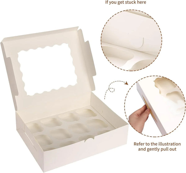 20-Pack Cupcake Boxes, 12 Count Bakery Boxes with Windows & Inserts | 13X10X3.5 Inches Food-Grade Cupcake Containers Ideal for Birthday & Holiday Parties4