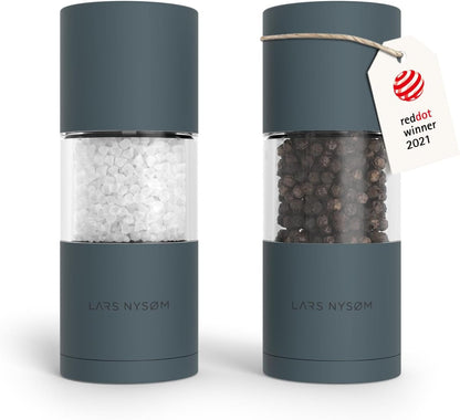 Salt and Pepper Grinder Set, Manual Salt and Pepper Mills with Adjustable Ceramic Grinder, Design Spice Shaker Set (Stone Blue)1