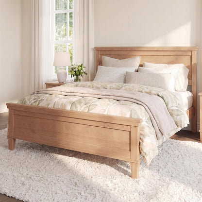 King Size Wood Platform Bed Frame with Headboard, Farmhouse Style3