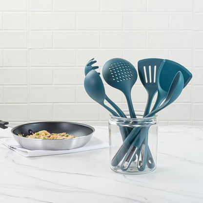 Silicone Utensil Set Pack of 1 Non-Slip Handle 6-Piece Kitchen Tool Set, Heat-Resistant Dishwasher-Friendly Cooking Accessories, Durable Teal Cooking Utensils7