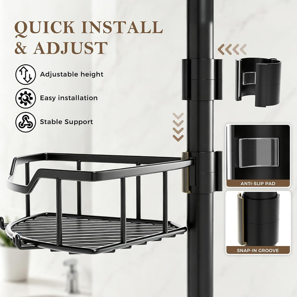 Corner Shower Caddy Tension Pole, Bathroom Organizer for Renters3