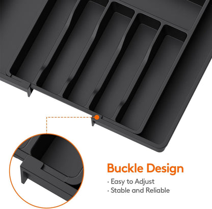 Extra Large Silverware Drawer Organizer, Expandable Utensil Tray4