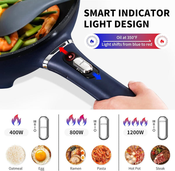 3-Quart Electric Hot Pot & Wok Nonstick with Steamer | Electric Skillet 1200W for Dorm, Home, Gifts (Includes Silicone Spatula) Multi-Cooker7