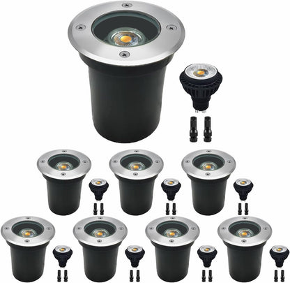 Landscape Lights LED Well Lights 6W,12-24V Low Voltagelandscape Lighting with Replacement 6W 2700K Bulb Dimmable Waterproof Landscape Lighting for Yard, Garden, Patio (White, 8Pck)1