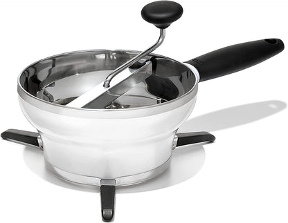 OXO Good Grips Stainless Steel Food Mill for Purees | 2.3 Qt Capacity, Three Grinding Disks for Different Textures, Non-Slip Legs, Ideal for Purees and Sauces, Dishwasher Safe1