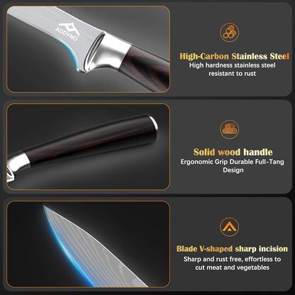 8Inch &4Inch Stainless Steel Chef'S Knives, Japanese High Carbon Steel Sharp Paring Knife with Ergonomic Handle2
