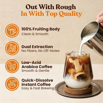 Mushroom Coffee, 12 Mushrooms, Focus & Digestion, 40 Servings | 12 Adaptogenic Mushrooms with Lion'S Mane, Cordyceps, Reishi, Turkey Tail, Ashwagandha & Probiotics, Low Caffeine & Calories8