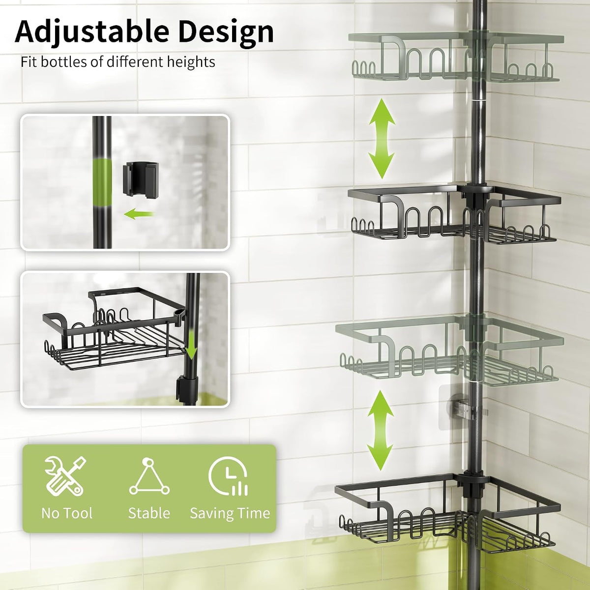 corner-shower-caddy-tension-pole-adjustable-30-6-127-2-inch-4-tier-rustproof-shower-organizer-shelf-rack-no-drill-installation-bathroom-storage-shower-caddy-corner-pole-black