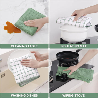 Large Premium Cotton Kitchen Towels 16"X 28", 6 Pack, Grass Green4