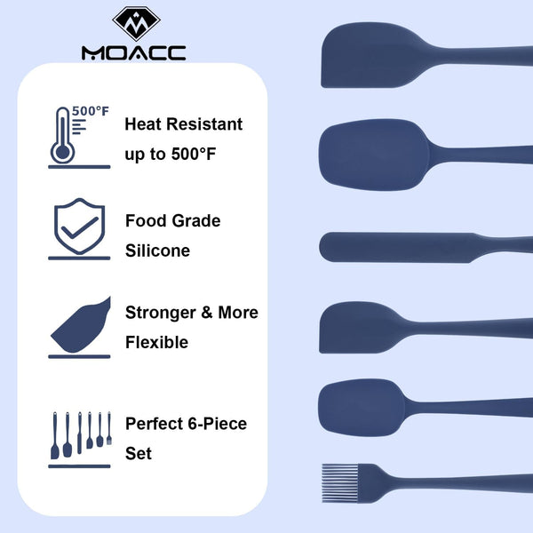 Silicone Spatulas Set, Rubber Spoon Spatula Heat Resistant Spoonula One Piece Design Seamless Spatula Non-Stick Scrapers Baking Mixing Tool (Dark Blue)8