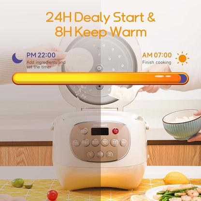 Ceramic Rice Cooker, 6 Cups Uncooked Rice Cookers with Pure Ceramic Inner Pot, Healthy & PFOA Free, 3L/3.2 Qt, DFB-C3006