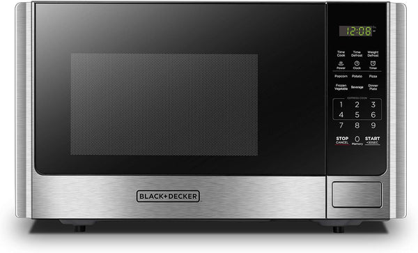BLACK+DECKER Countertop Microwave Oven, 0.9 Cu.Ft, 900W, Stainless Steel | 10 Power Levels, Push-Button Door, Child Safety Lock, Countertop, 6 Auto Cook Presets1