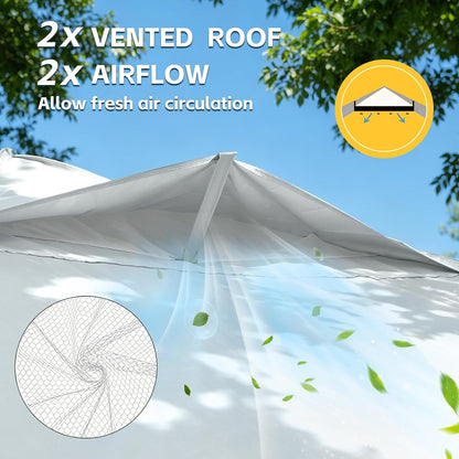 10X10 One Push Pop up Canopy Tent with Vented Roof, White | UPF 50+ UV Protection, 210D Waterproof Fabric, 3 Removable Sidewalls, Steel Frame, for Camping, Backyard Events3