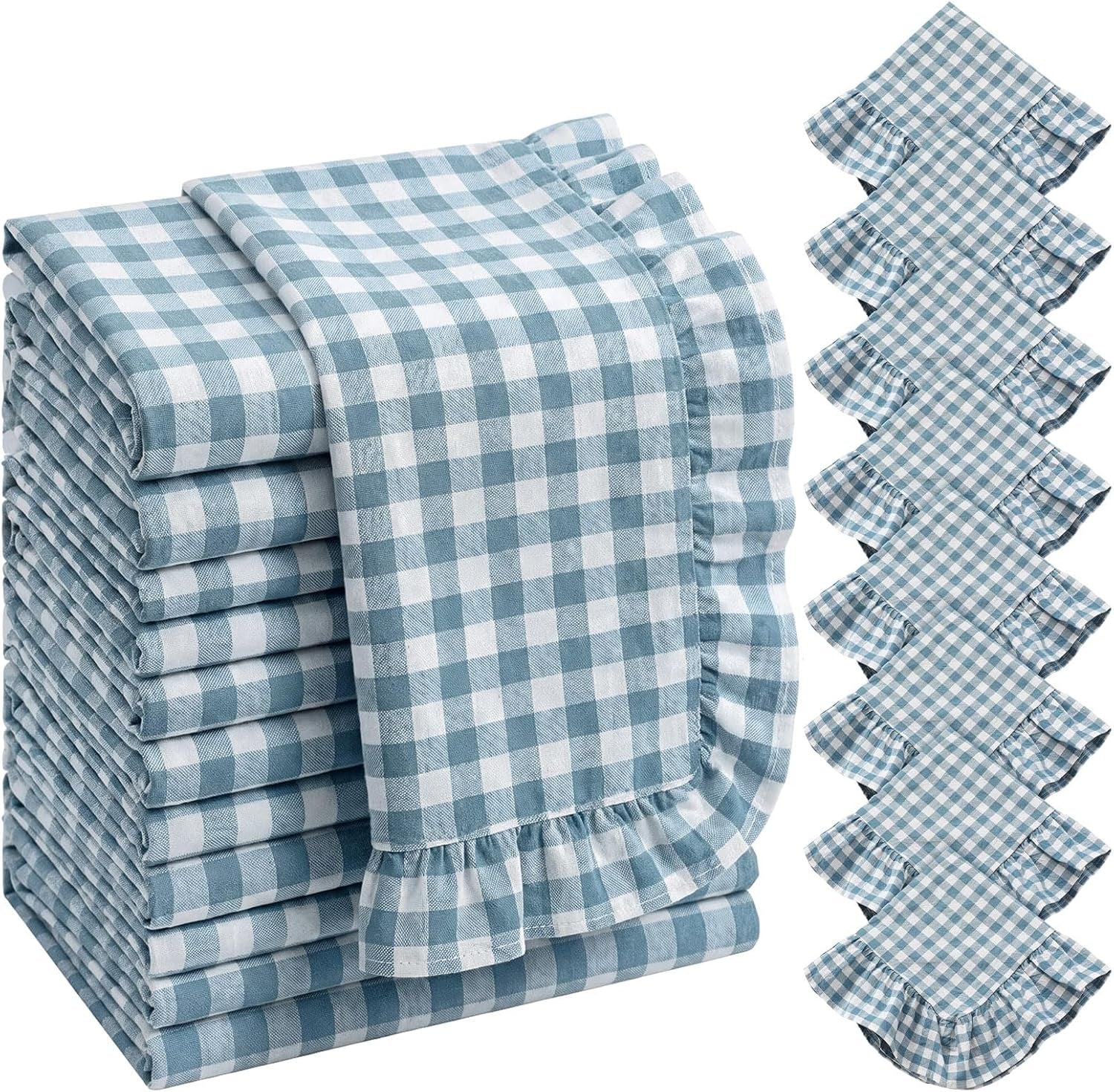 8-pcs-blue-gingham-napkins-cotton-ruffle-checkered-napkin