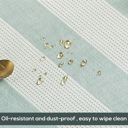 Stitching Tassel Tablecloth Striped Table Cloth Rectangle Cotton Linen Dust-Proof Table Cover for Kitchen Dinning 54 X 70 Inch Teal3