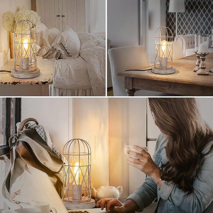 Small Table Lamp, 3-Way Dimmable Bedside Lamp with Brushed White Oak Cage5