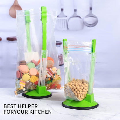 2 Pcs Freezer Bag Holder Stand, Food Storage Holders, Adjustable Plastic Food Prep Bag, Zip Lock Bag Holder Stand for Food Meal Prep Bag, Kitchen Gadget Baggy Rack5