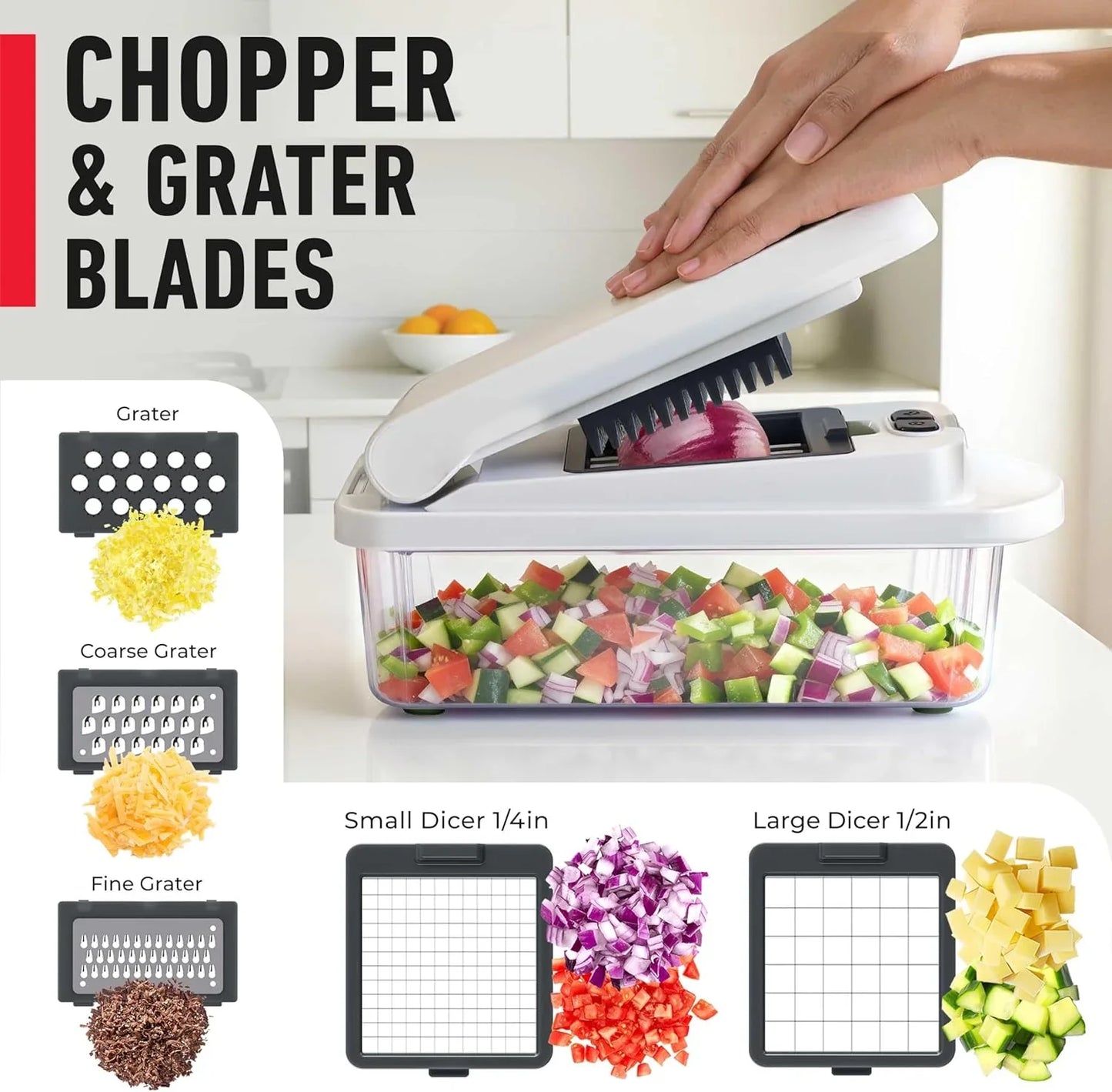 10-in-1 Vegetable Chopper & Mandoline Slicer with Container