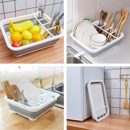 Collapsible Dish Drying Rack Portable Dinnerware Drainer Organizer for Kitchen RV Campers Travel Trailer Space Saving Kitchen Storage Tray2
