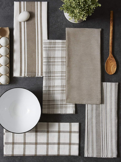 Assorted Woven, Kitchen Dishtowel Set, 18X28, Brown, 5 Piece7