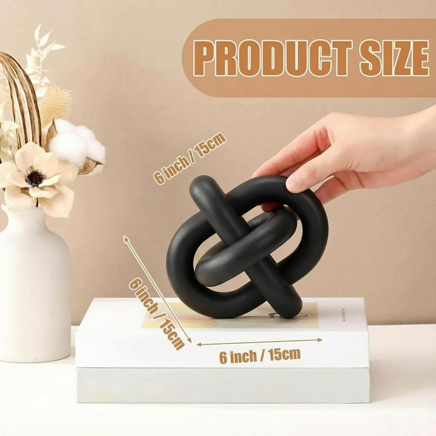 3-link-wood-knot-decor-rustic-table-shelf-home-decor-accents-black-hand-carved-chain-link-boho-decorative-knot-for-coffee-table-bookshelf-modern-rustic-accents-for-living-room-bedroom
