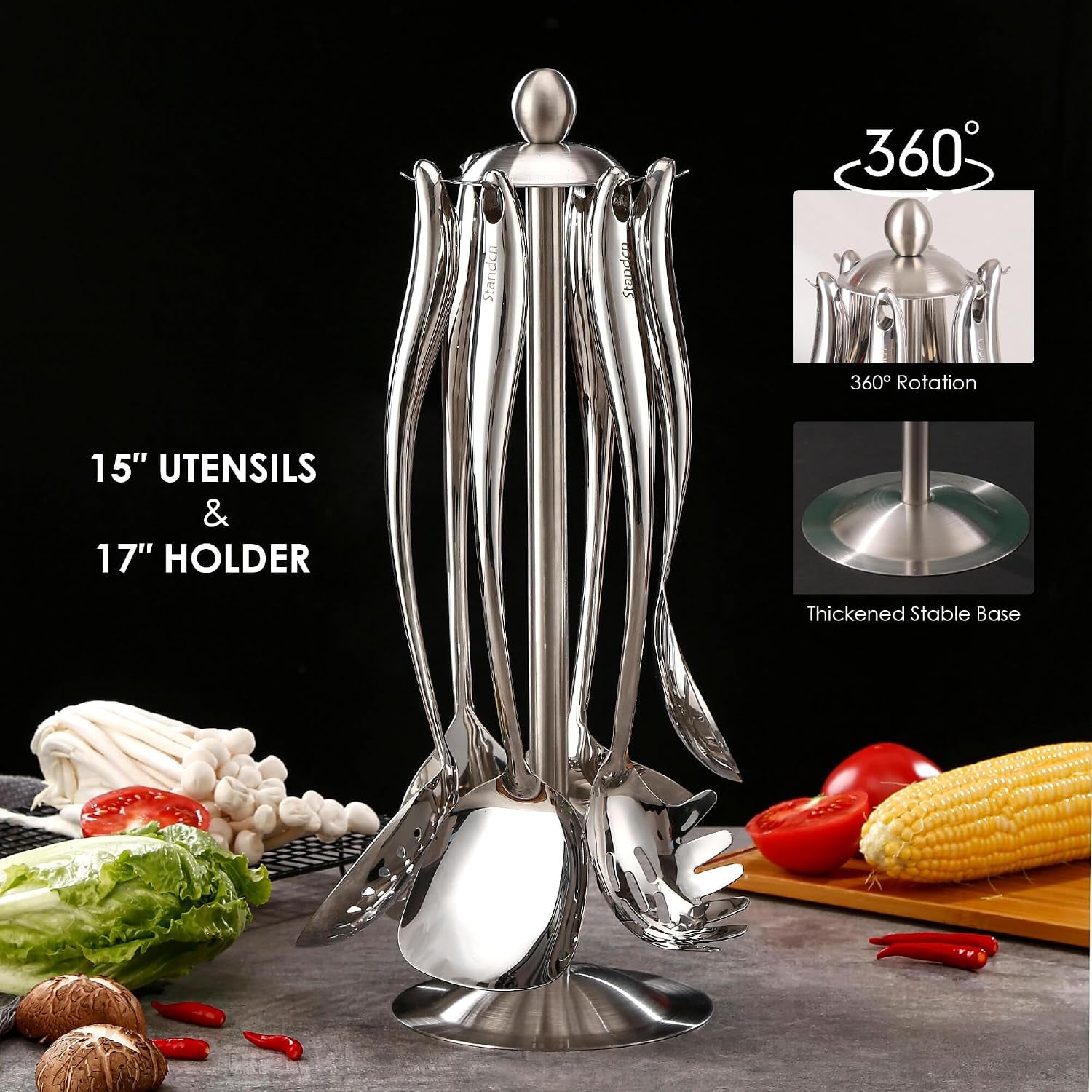 18-10-stainless-steel-cooking-utensils-set-with-holder-7-pieces-all-metal-kitchen-utensils-15-kitchen-tools-with-countertop-rotating-stand-spatula-ladle-skimmer-tunner-pasta-large-spoon
