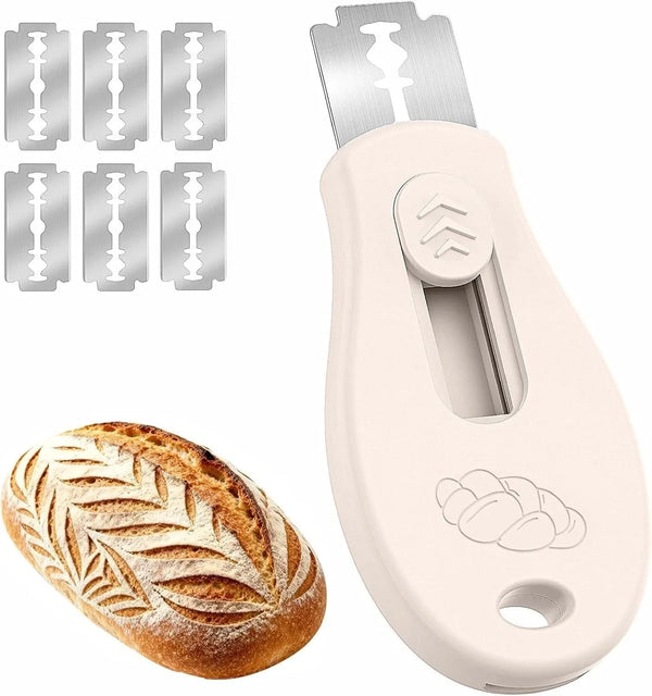 Bread Lame Sourdough Scoring Tool, Extractable & Magnetic Bread Scoring Tool, Scoring Knife for Bread Baking, Bread Razor for Homemade Bread, Sourdough Scorer Tool, Includes 5 Razor Blades-Beige1