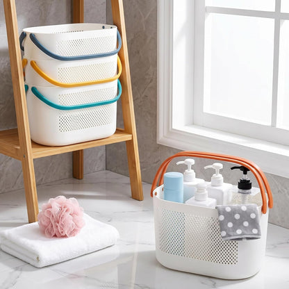 4 Pack Portable Shower Caddy Basket, Plastic Storage Baskets with Handles, Drainage Toiletry Organizer Bin, Dorm Shower Tote Bag for Bathroom, Kitchen, Closet, Bedroom, College, Gym, Camp6