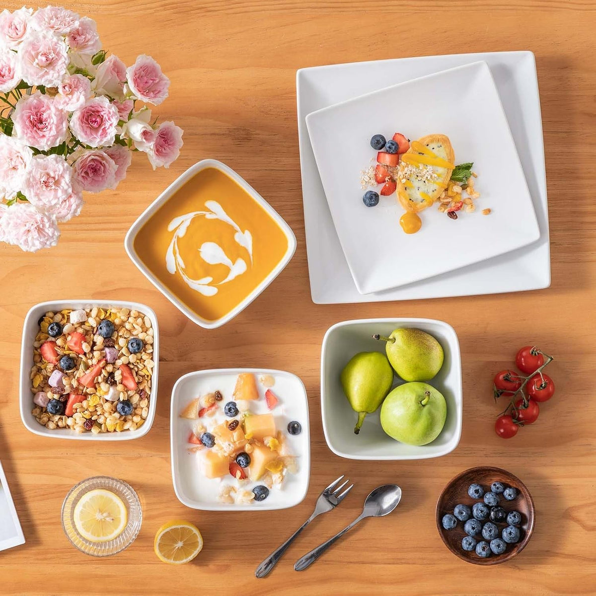 soho-dinnerware-sets-12-pieces-white-stoneware-square-place-setting-dinner-plate-dessert-plate-bowls-service-for-4