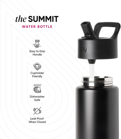 Simple Modern Insulated Water Bottle with Straw | 30Oz | Black3