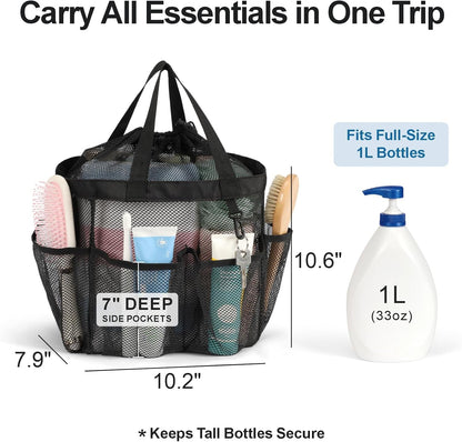 Mesh Shower Caddy Portable with Drawstring - 2-Handle Shower Bag for Dorm2