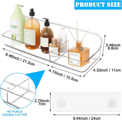 2PK Bath Toy Storage Holder for Bathtub Large，Acrylic Adhesive Shelves, Adhesive Tape Bathroom Mirror Shelf,No Drilling Capacity Bathtub Toy Organizer Shower Caddy for Bathroom2