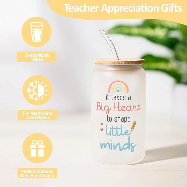 Teacher Gifts for Women, Back to School Teacher Gifts First Day of School | Teacher Appreciation Gift, Thank You Gift Bulk Basket End of Year for Thanksgiving with 16Oz Glass Cup2
