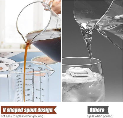 3 Pack Glass Measuring Cups,1-Cup,2-Cup,4-Cup Measuring Jugs with Handle &V Shaped Spout,3 Scales(Oz,Cup,Ml) High Borosilicate Glass Measuring Cup for Liquid Kitchen-Microwave Freezer Safe4