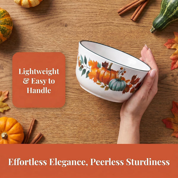 12-Piece Melamine Dinnerware Set for 4, Fall Pumpkin Plates and Bowls3