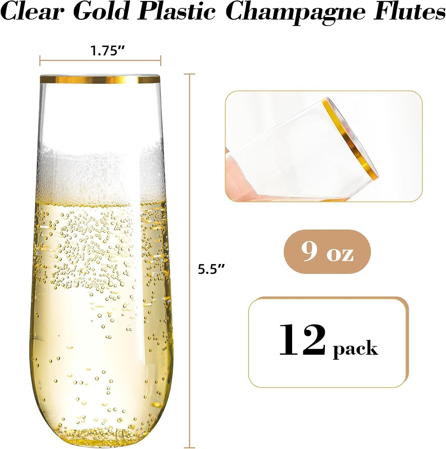 12pcs-plastic-champagne-flutes-9-oz-disposable-stemless-mimosa-glasses-gold-rim-fancy-wine-cocktail-cups-shatterproof-bpa-free-for-party-wedding-birthday-bar-bridal-shower-toasting