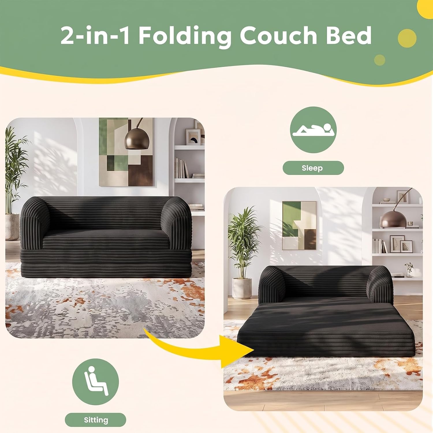 convertible-sofa-bed-boneless-loveseat-sleeper-folding-couch-bed-with-backrest-2-in-1-bean-bag-chair-to-floor-sofa-lounger-comfy-fold-out-couch-for-bedroom-living-room-black