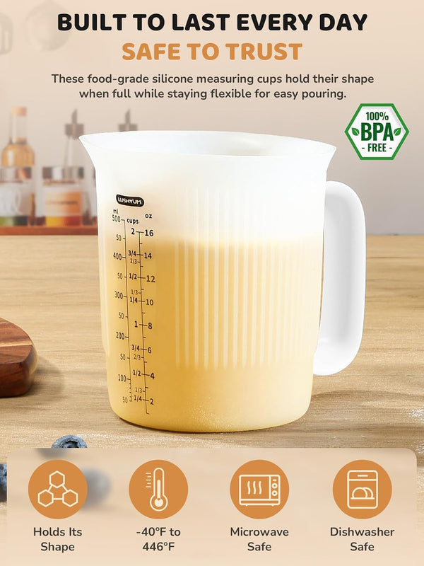 Silicone Measuring Cups for Melting Chocolate, Detachable Handles4