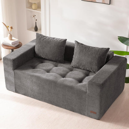 Modular Sofa Couch, 61" Loveseat Boneless Cloud Couch with Deep Seat, Chenille Upholstered Living Room Comfy Sofa Chair for Living Room, No Assembly Required, Light Grey1