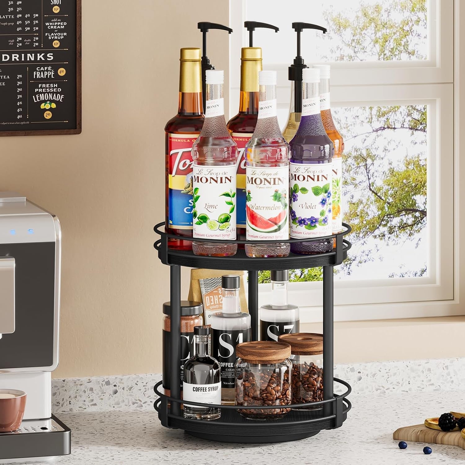 lazy-susan-spice-rack-2-tier-rotating-spice-rack-wood-lazy-susan-organizer-for-cabinet-black-kitchen-counter-shelf-10-2-x-10-2-x-10-4