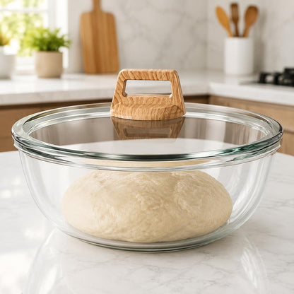 6.5QT Large Glass Mixing Bowl with Lid, Sourdough Bread Dough Proofing Bowl, Clear Glass Baking Bowl for Fermentation, Salad, Cake & Food Preparation1