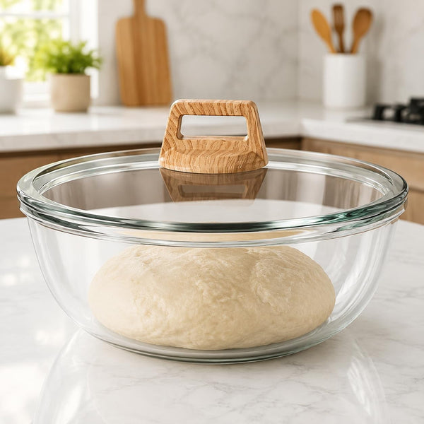 6.5QT Large Glass Mixing Bowl with Lid, Sourdough Bread Dough Proofing Bowl, Clear Glass Baking Bowl for Fermentation, Salad, Cake & Food Preparation1