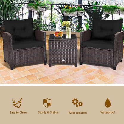 3 Piece Patio Furniture Set, Black9