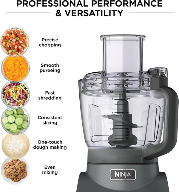 Ninja Professional plus Food Processor, 1000PW, 9-Cup, Grey, BN601 | Auto-Iq Presets Chop, Slice, Puree & Mix Dough. 9-Cup Bowl, 3 Blades, Feed Chute & Pusher. Dishwasher-Safe Parts.2