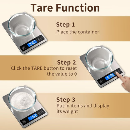 Food Scale, 33Lb Kitchen Scale with 1G Precision, Rechargeable Black | Premium Stainless Steel & Tempered Glass, Splash-Resistant Sturdy Surface, USB-C or Batteries, for Cooking, Baking, Meal Prep9
