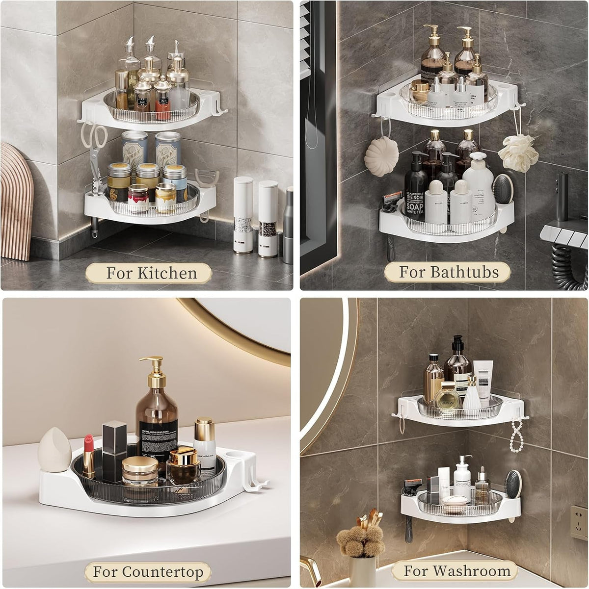 corner-shower-2-tier-caddy-lazy-susan-organizer-360-rotating-corner-shelf-wall-mounted-with-no-drilling-shelves-for-bathroom-dorm-and-kitchen-white
