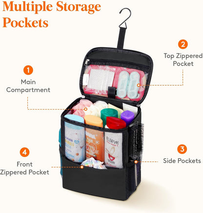 Mesh Shower Caddy Bag, Hanging Shower Organizer, Medium, Black4