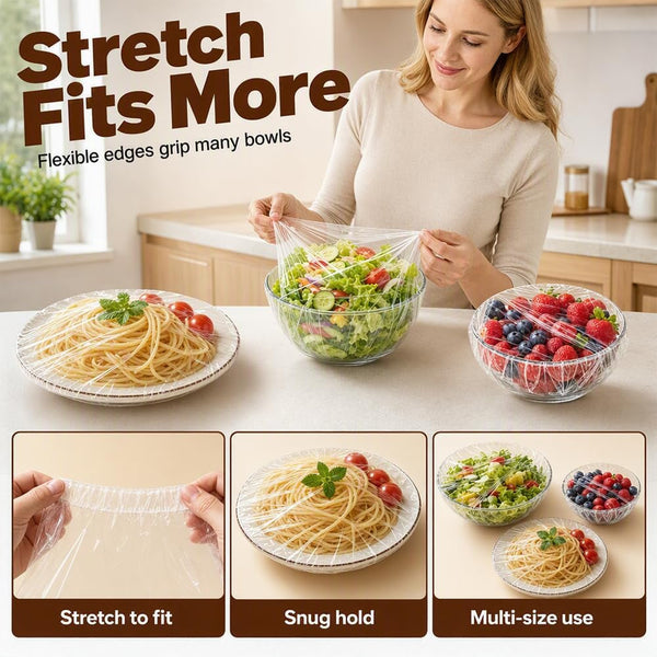2026 New Disposable Stretch Food Cover Elastic Bowl Covers (White*100)5