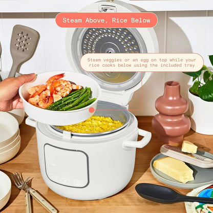 14 Cup Electric Rice Cooker, Programmable Grain Cooker with Automatic Keep Warm, Touch Display, Ceramic Nonstick Inner Pot and Steam Tray (White Icing)5